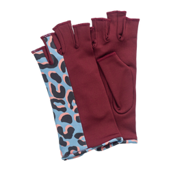 Bordeaux and Cheetah fingerless gloves